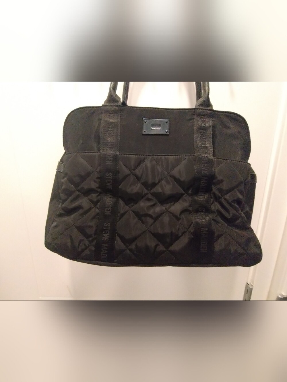 Steve Madden Black Quilted Shoulder Tote